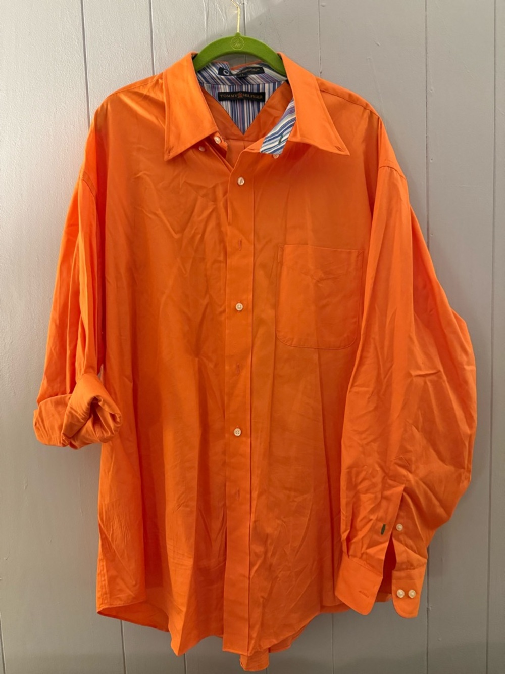 Tommy Hilfiger Men's Orange Button-Up Shirt